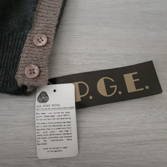 NWT Knit Wool VEST 100% Lambs Wool Vintage 80's Neutral Grandpa Grandma Academia - Picture 4 of 12